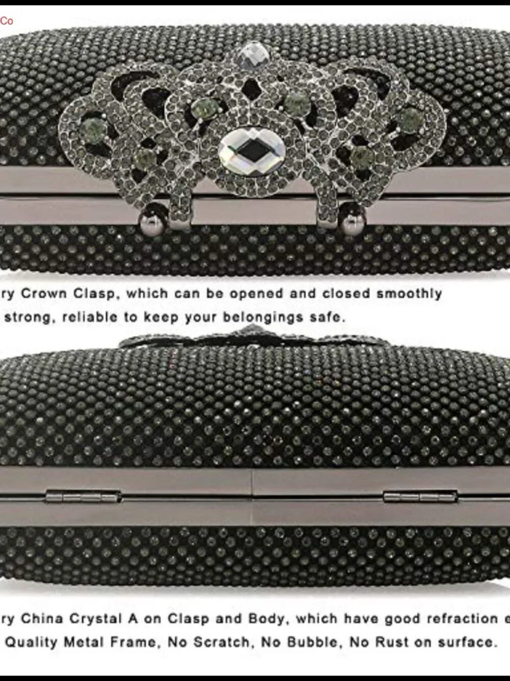 Rhinestone Crystal Clutch Evening Bag Crown Clasp Formal Party Purse